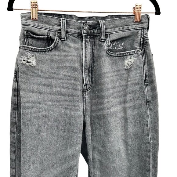 American Eagle Gray Ripped Distressed Skinny Straight Jeans Size 2 - Picture 3 of 7